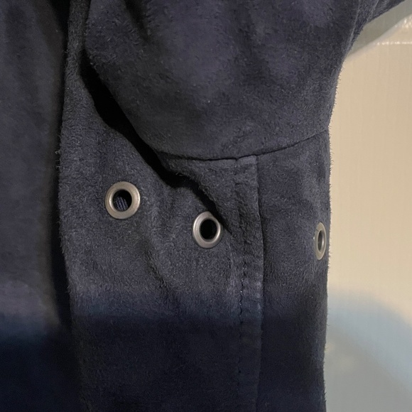 $1200 Polo Ralph Lauren Navy Blue Suede Aviator Bomber Jacket - Medium - Picture 14 of 16